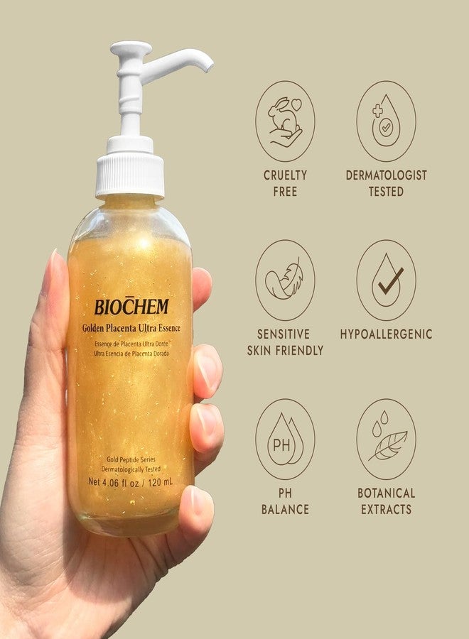BIOCHEM Golden Placenta Ultra Essence - Placenta Face Serum with Gold Foil, Anti-aging, Hydrating, Firming, Wrinkles, Fine Lines and Skin Tone, Gentle Skincare for Fragrance-Free(4.06 fl. oz / 120 mL) - Image 5